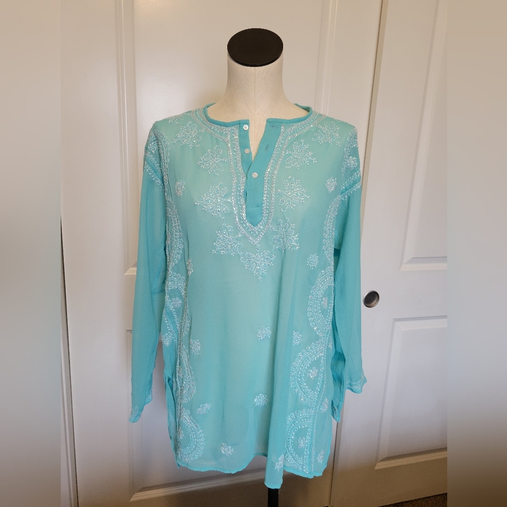 Bohemian cover up sheer shirt